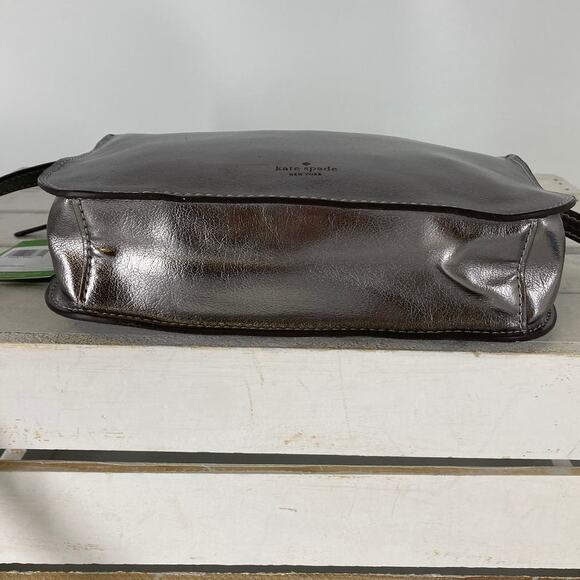 KATE SPADE NWT, PEWTER METALIC LEATHER WOMENS CROSSBODY BAG - Picture 10 of 12